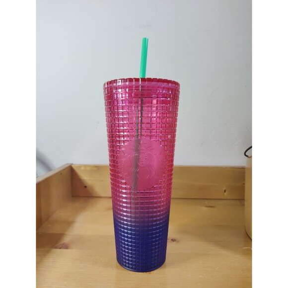 STARBUCKS Multi-Color  24 oz COLD CUP TUMBLER WITH STRAW - Picture 1 of 6